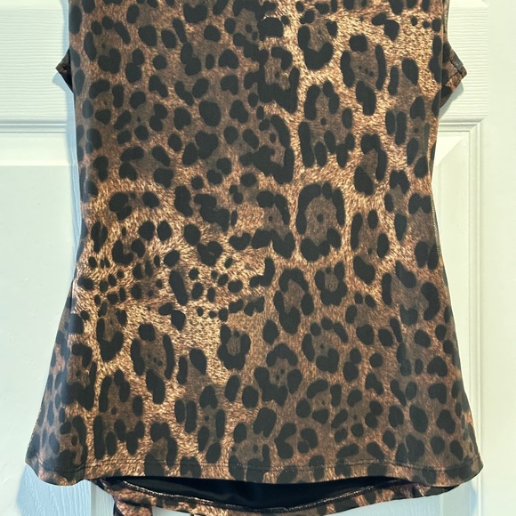 Boston Proper Leopard Lined Mesh Blouse - Picture 4 of 5
